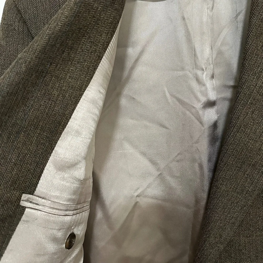 Lauren Ralph Lauren | Men's 100% Wool Brown Herringbone Blazer Sport Coat, 40L